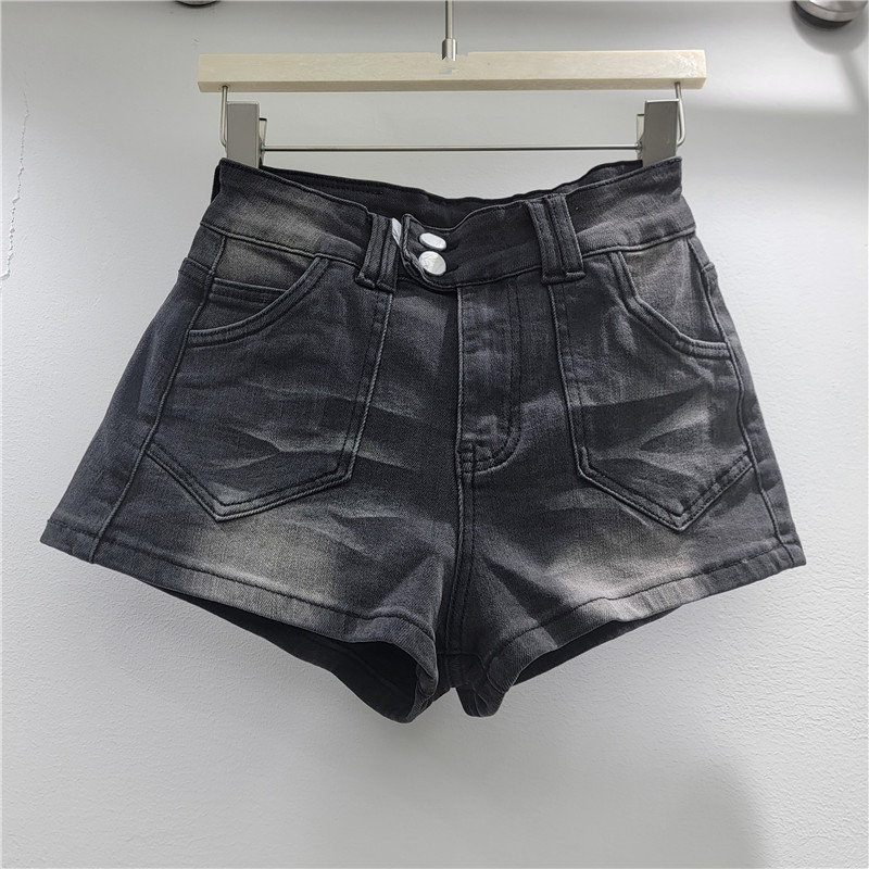 Pantalones Cortos de Mezclilla de Tiro Bajo de Mezclilla Elástico para Verano