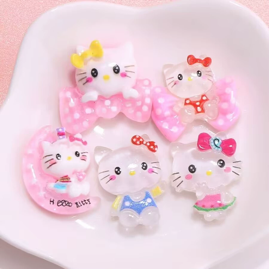 Hello Kitty, заколка для волос с бантом, верёвка для волос, материал, чехол для телефона, магнит на холодильник, ручная работа
