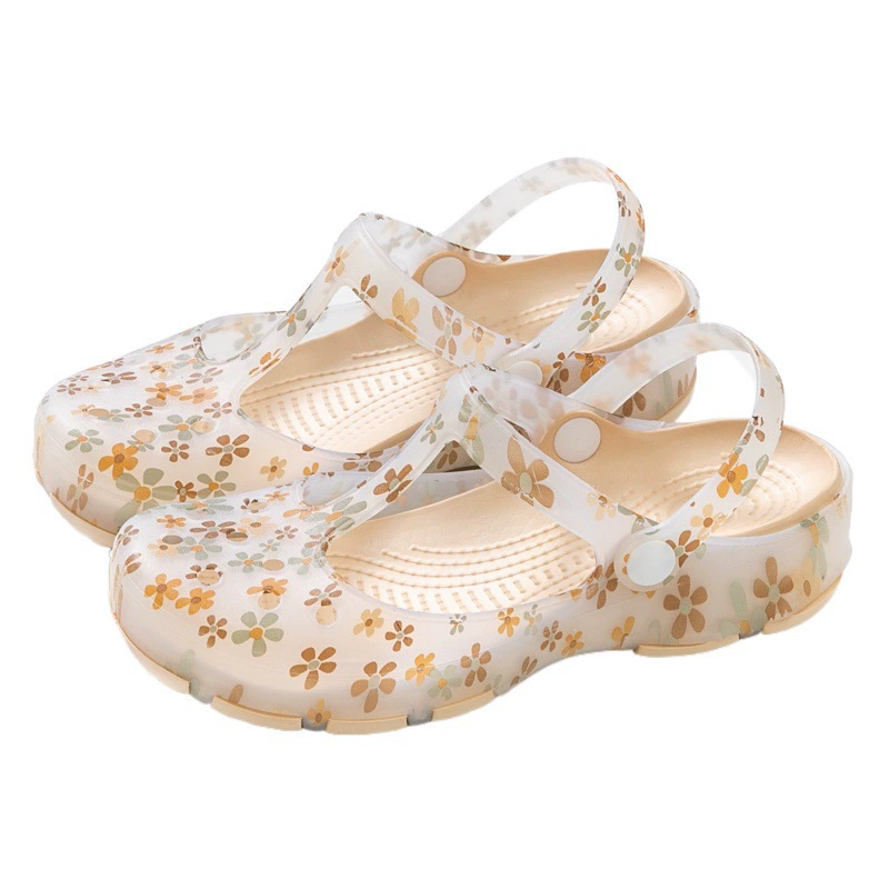 Новые туфли для медсестер с дырками, женские модные сандалии с носком, летние Нескользящие пляжные домашние тапочки с толстой подошвой и мягкой подошвой для верхней одежды