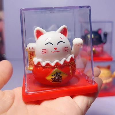in Wealth and Treasure Cat Car – Car ornaments - 25inch-668cm-8018-two-inch-money-bag-cat-white