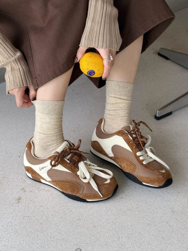 SML真皮女鞋2025秋季新款双鞋带拼色德训鞋百搭阿甘鞋运动休闲鞋|undefined