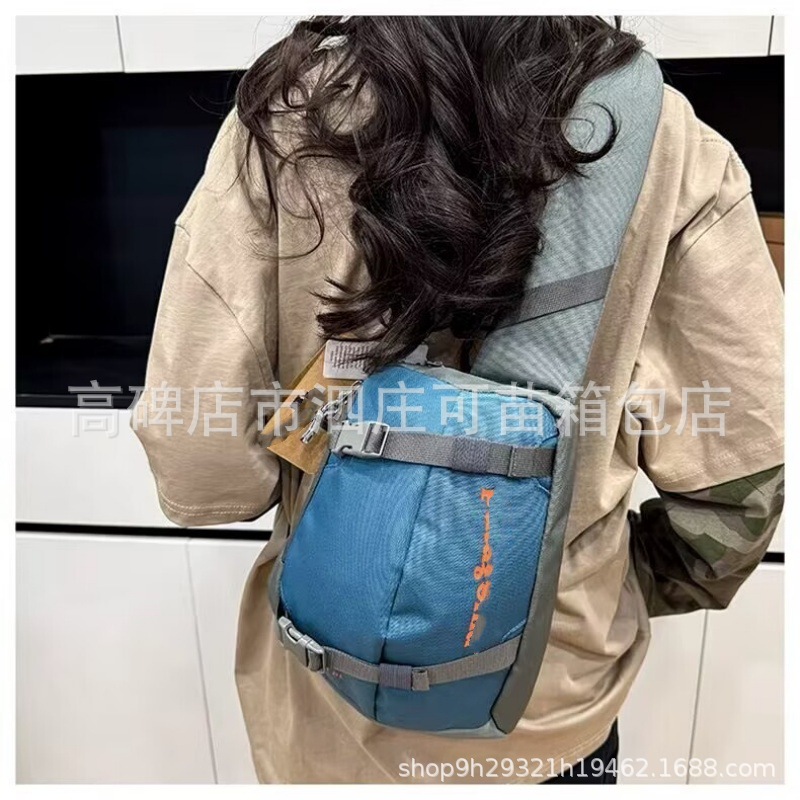 New Style 8L Outdoor Nylon Oxford Cloth Black Waterproof Crossbody Travel Shoulder Chest Bag with Contrasting Colors for Cycling