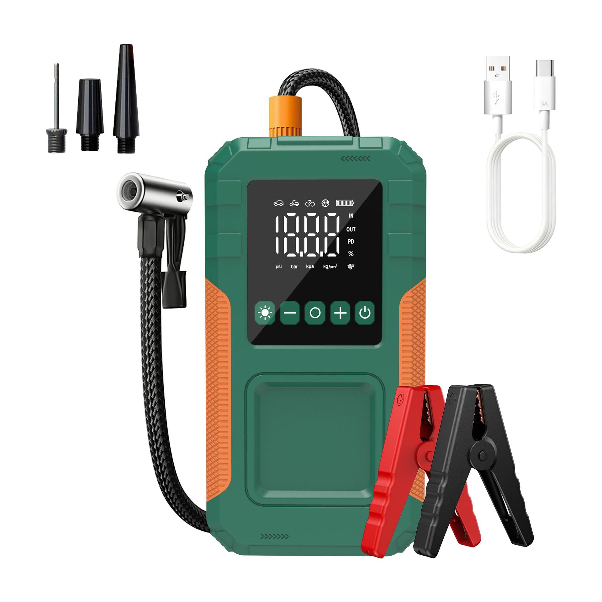 跨境应急启动电源汽车电瓶打火器搭电宝12V车载应急启动器带充气