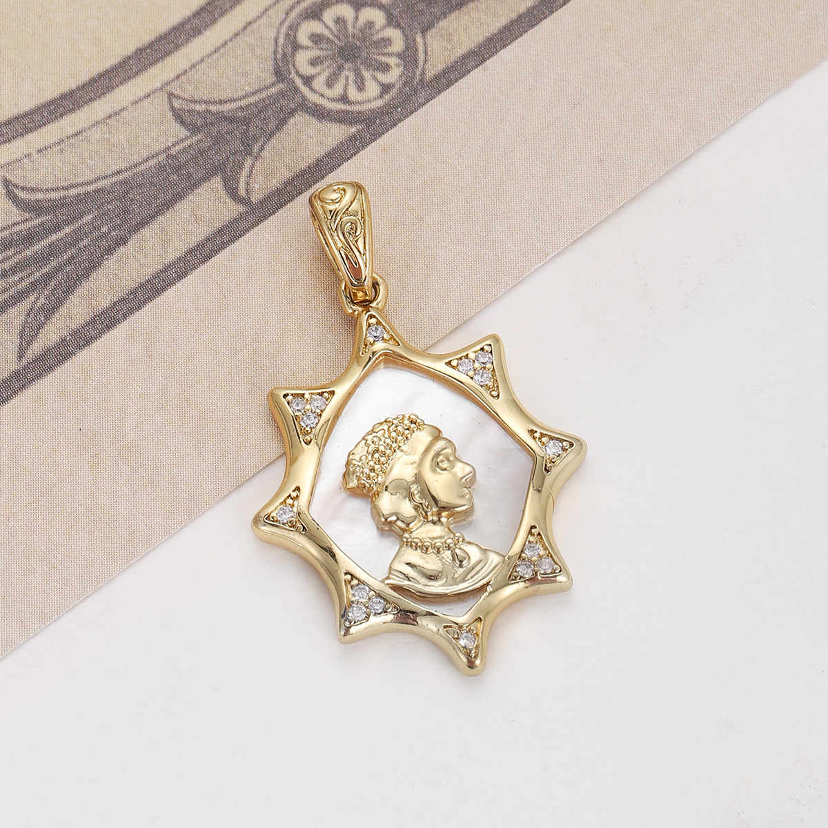 5g Weight Pendant, Chain Jewelry Making Type Copper Chain Material 1 Piece Quantity Holiday, Daily Occasion Copper Material Portrait, Heart Shape Pattern Unisex Gender Plating Design Retro, Simple Style Style 1 Piece Copper Portrait Heart Shape Pendant Chain 15