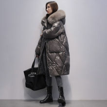 大码羽绒棉服女中长款200斤胖妹妹宽松显瘦加厚孕妇毛领外套