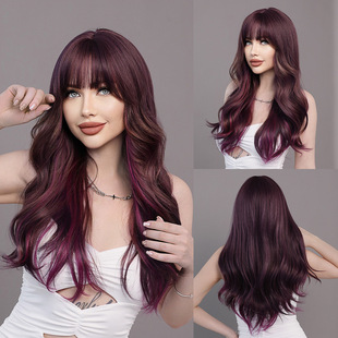 �W���¿���Ⱦ��ɫ�R�����ٰlŮ�L���l�������lPurple Wavy Wigs