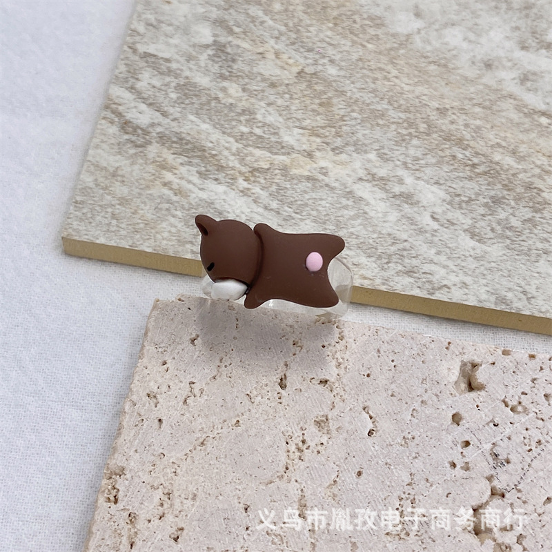 Otoño nuevo multicolor pato elefante de dibujos animados animal divertido anillo lindo chica divertido moda anillo fresco