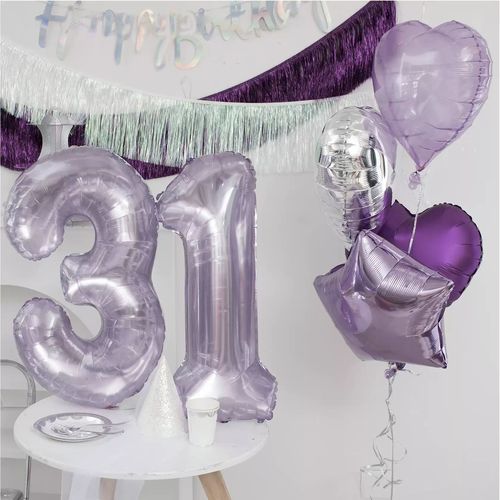32-inch jelly digital aluminum balloon for a boy and girl's birthday party decoration, crystal purple digital balloon