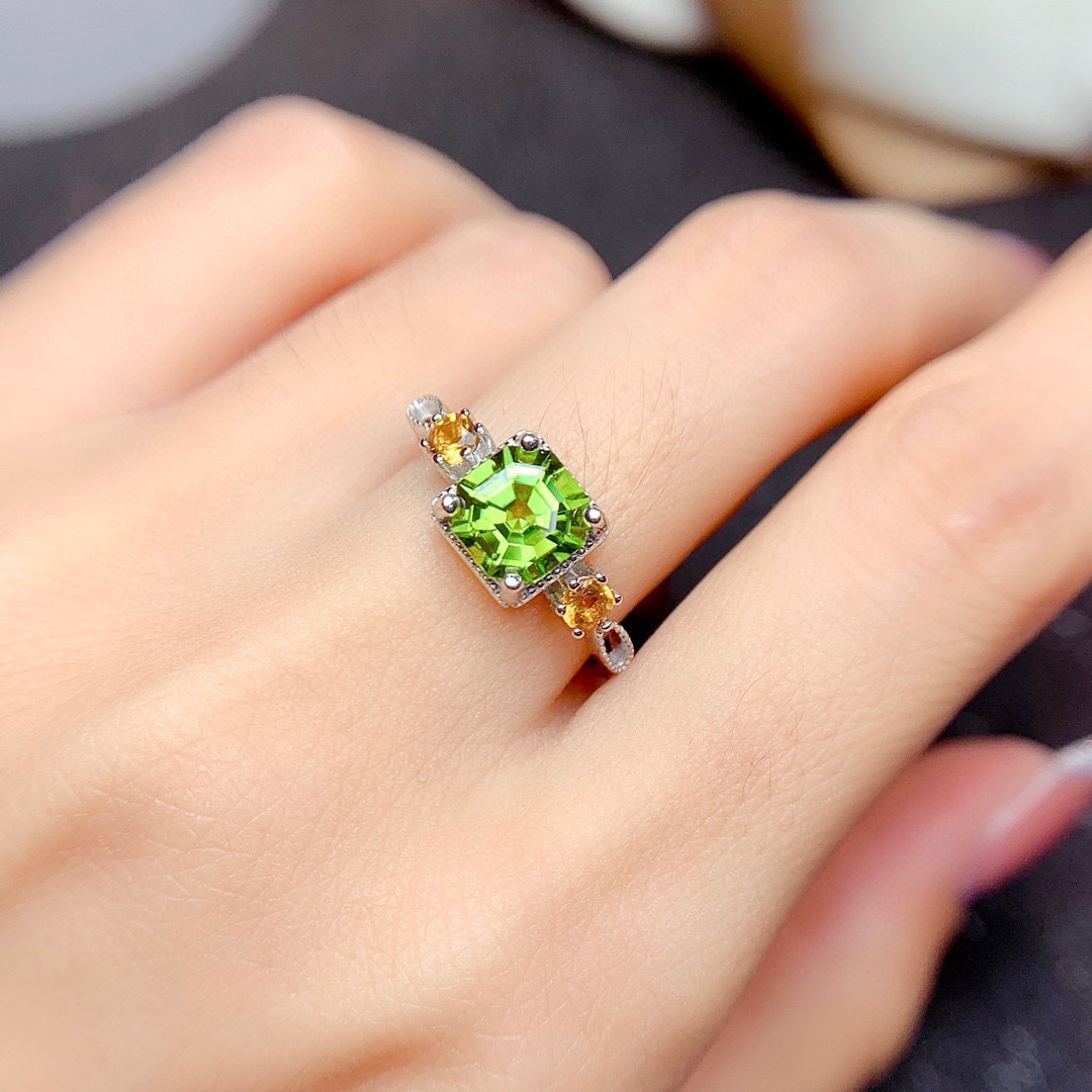 Sweet Square Copper Plating Zircon Open Ring 1 Piece