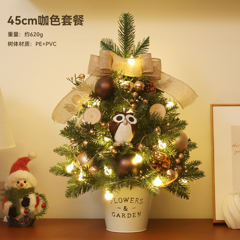 Árbol de Navidad decoración doméstica de Navidad escritorio en el viento diseño DIY nieve brillante árbol 2025 nuevo paquete