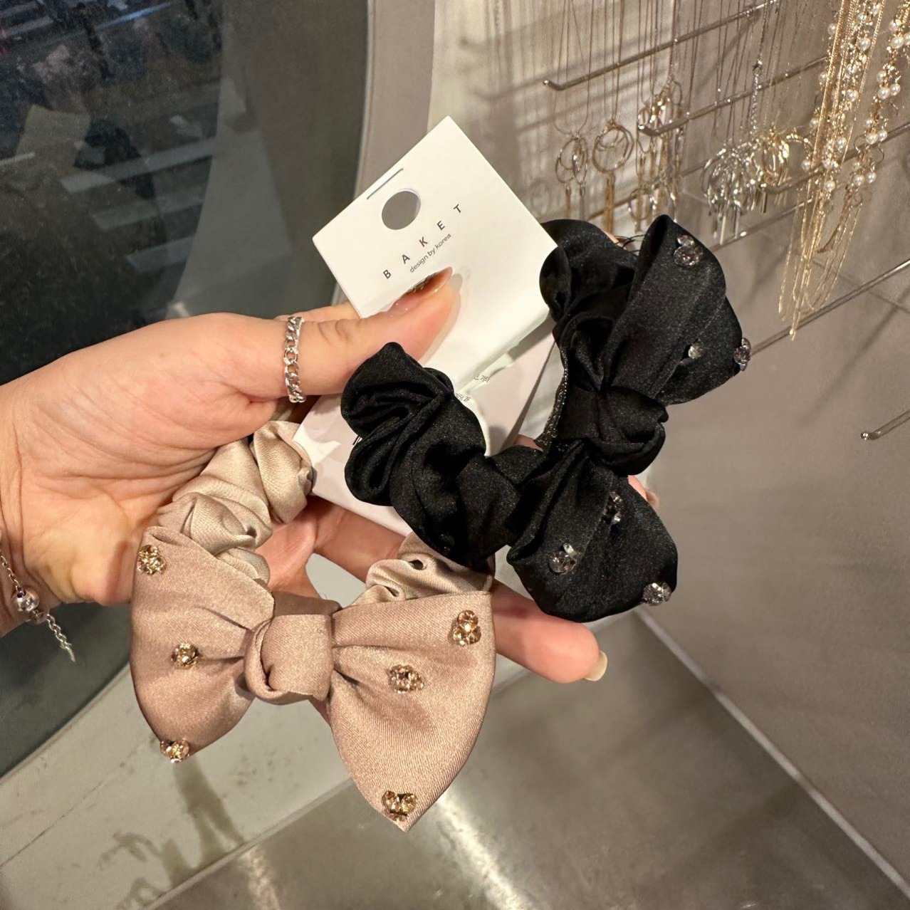 東大門髮飾鑲鑽復古發圈髮飾發繩中國緞面氣質頭飾2023年秋冬新款