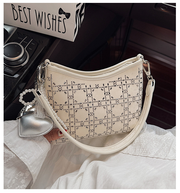 Summer handbag, women's hand-held armpit pillow bag, 2025 new style diamond-encrusted design, single-shoulder fashionable crossbody bag full figure