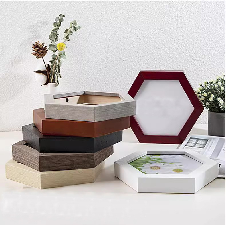 Factory Direct sales hexagonal photo frame wall hanging combination creative photo wall decoration color diamond hexagonal picture frame modern Factory Direct sales hexagonal photo frame wall hanging combination creative photo wall decoration color diamond hexagonal picture frame modern