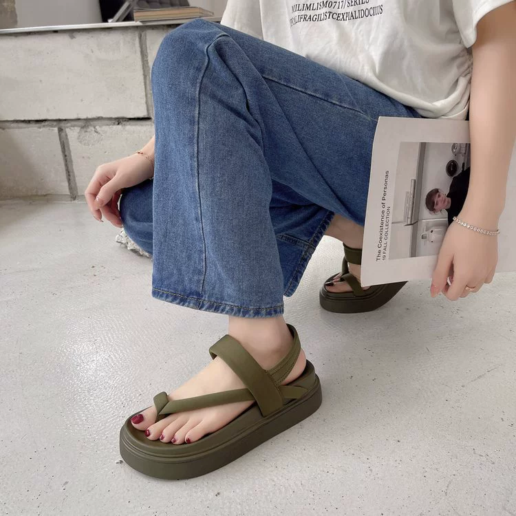 Сандалии на толстой подошве 2024 весна и лето новая корейская версия соснового торта