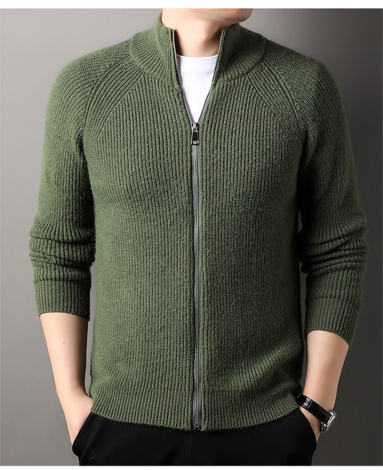 Suéter con cremallera, estilo transfronterizo, de otoño e invierno, cuello medio alto, suéter tejido para hombre, chaqueta informal, versátil para el día a día.
