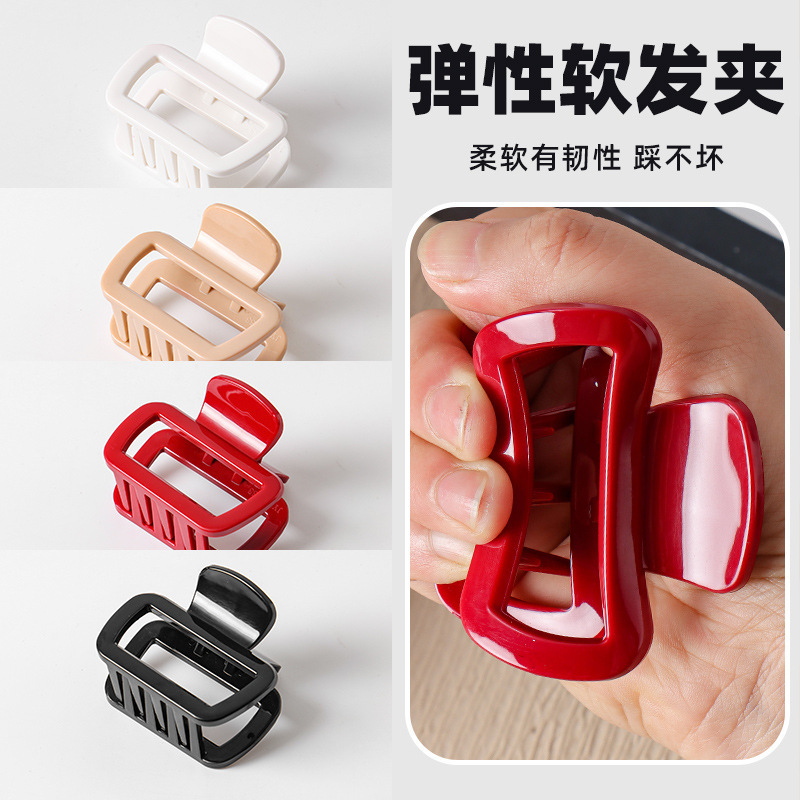 跨境软硅胶发夹鲨鱼夹发卡柔软防撞后脑夹头发防摔耐用方形抓夹|undefined