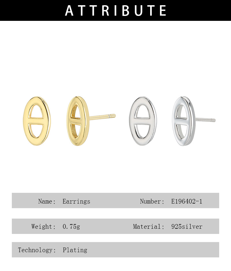 欧美性冷淡风小众简约猪鼻子925纯银耳钉女镂空日字ins风耳环网红详情23