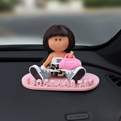 Cute potato-shaped car parking permit, Nömrəli dayanma kartı - pink-parking-sign-shopping-potato-girl