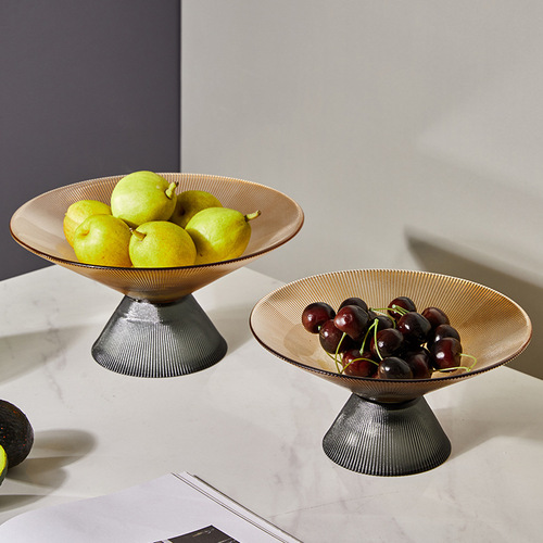 Creative metal bottom fruit plate ornaments, household personalized fruit bowl, Nordic style living room coffee table, snack tray, light luxury style