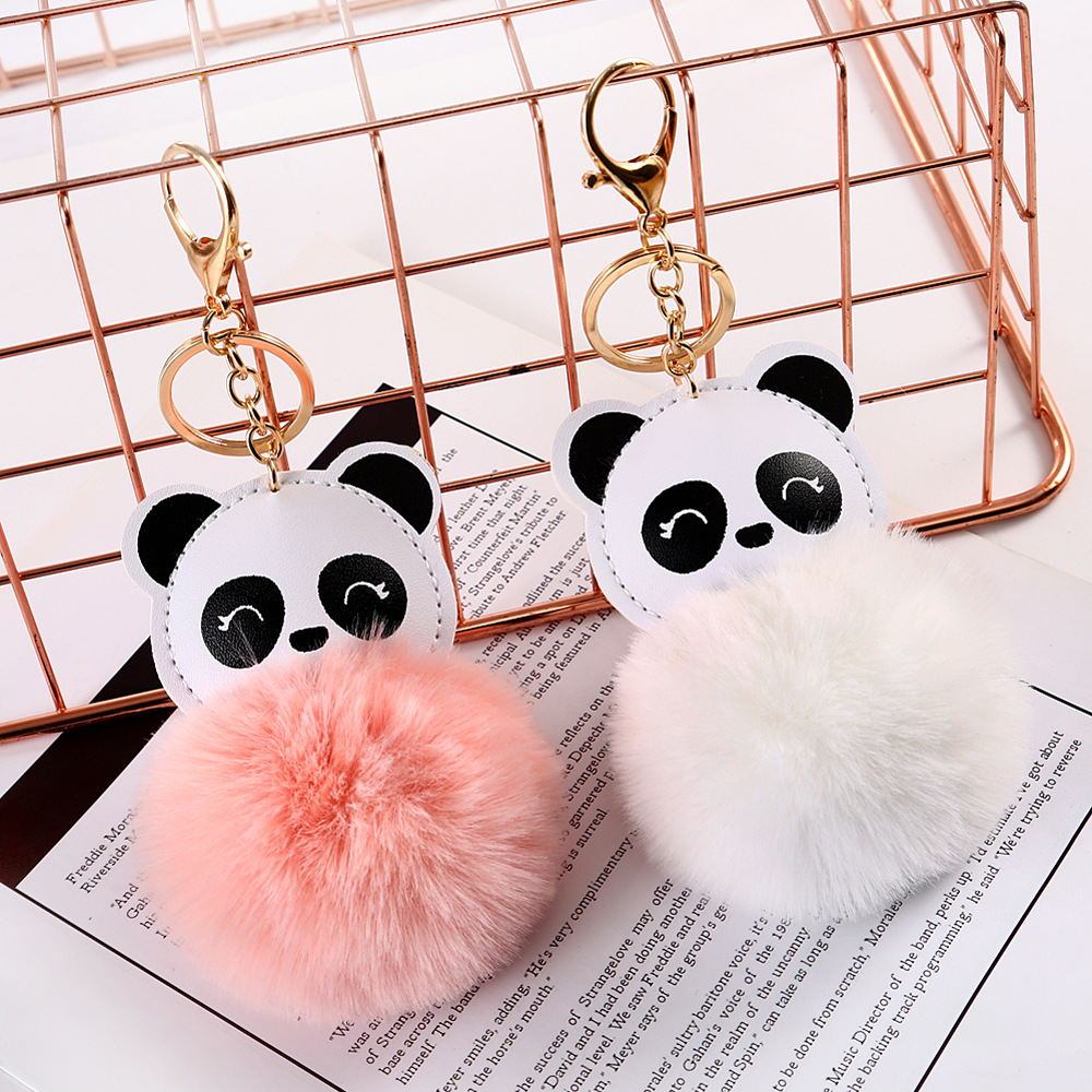 Mignon Panda Faux Cuir Alliage Peluche Placage Pendentif De Sac Porte-clés display picture 6