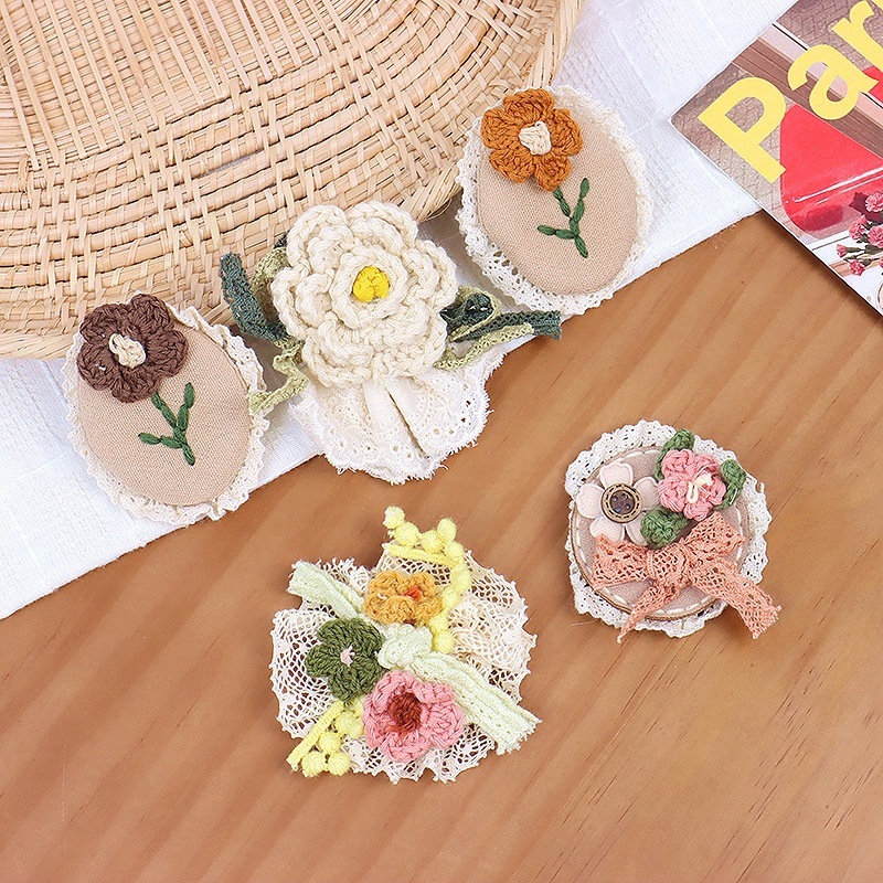 森ガール甘くてかわいいリネンレース花多用途刺繍花アクセサリーブローチ衣類アクセサリー|undefined