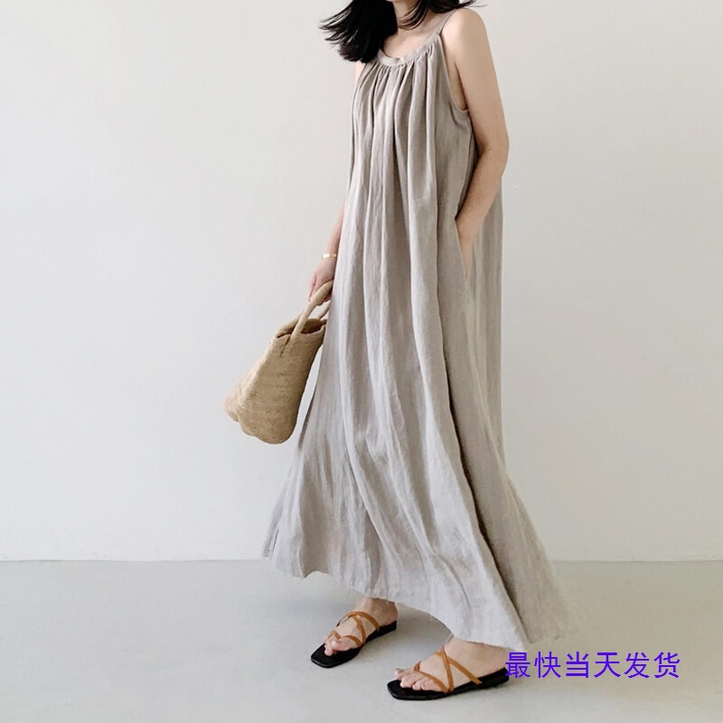 In Stock 2026 Summer New Style Sleeveless Strap Dress Korean Style Loose Slimming Over-The-Knee A-Line Long Holiday Dress In Stock 2026 Summer New Style Sleeveless Strap Dress Korean Style Loose Slimming Over-The-Knee A-Line Long Holiday Dress