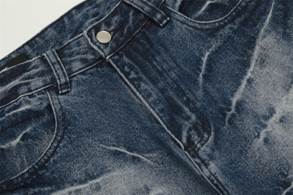 ​​Men's Tie-Dye Gradient Jeans - High Street Vibe, Loose Fit, Wide Leg, Straight Cut, Distressed Wash, Casual Streetwear For Men (Black, Blue S-XXL)​​_mkmklike.com