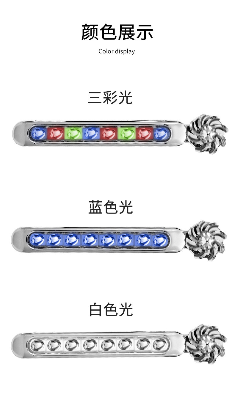 Wind-Powered Daytime Running Lights for Car Grille, Warning Strobe Lights, Vehicle-Mounted Wind Energy Generation, Colorful, No-Wiring, Wind-Driven Decorative Lights
