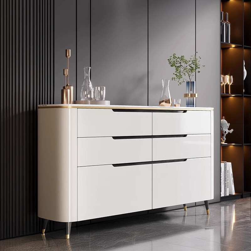 Light Luxury Sideboard 2025 New Storage Cabinet Italian Minimalist Designer Living Room High-Gloss Paint Slate Entrance Cabinet