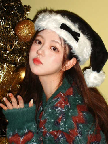 Christmas hat decorative bow Christmas gift red plush Christmas hat Internet celebrity Christmas gift arrangement