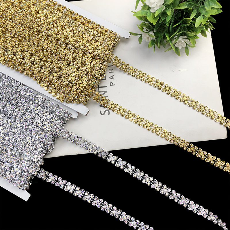 1.3cm少数民族服装装饰链条DIY塑料手工珠链电镀花边演出服装配件