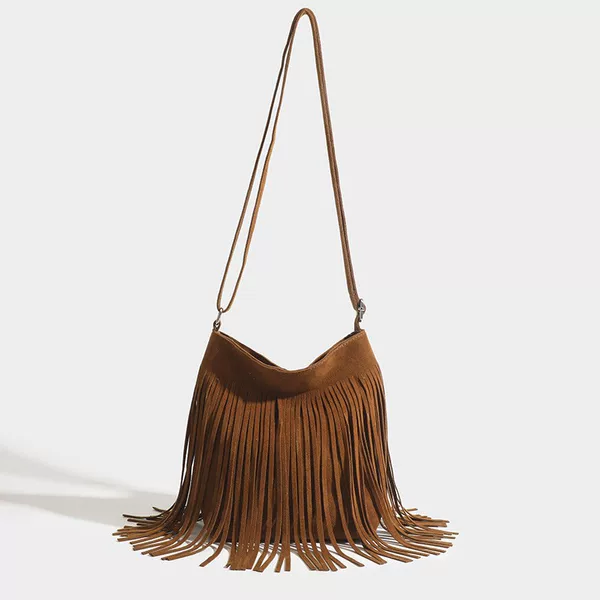 Amazon American-Style Bohemian Tassel Fashion Versatile Retro Saddle Bag Crossbody Bag Shoulder Bag Simple and Versatile