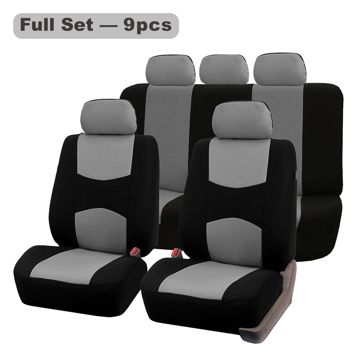 General polyester cloth car seat cover 9 sets_voghion.com