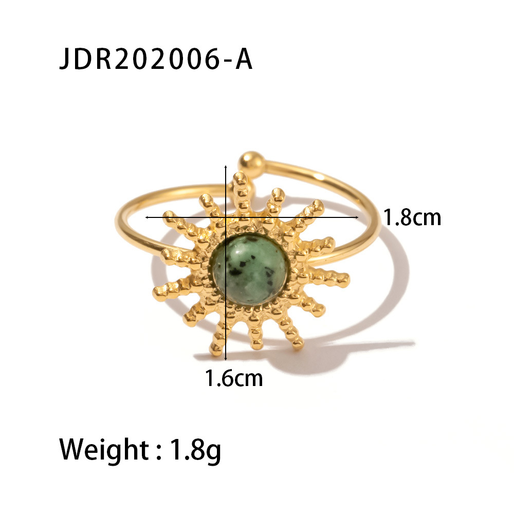 INS francés nuevo anillo de acero de titanio sol forma incrustaciones de turquesa africana/turquesa anillo abierto joyería femenina