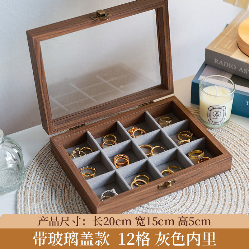 首饰收纳盒精致高档绒布盒小型戒指项链耳钉珠宝饰品多功能收纳盒|undefined