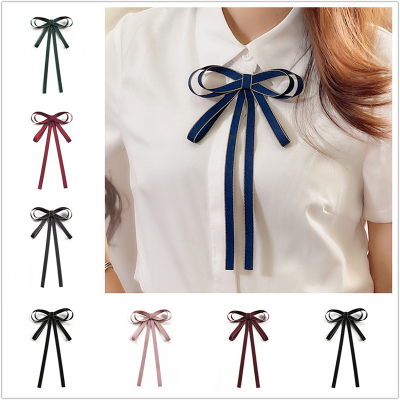 Shirt bow tie women's decorative gray preppy style British business wear shirt sweater sweet French pin style Shirt bow tie women's decorative gray preppy style British business wear shirt sweater sweet French pin style