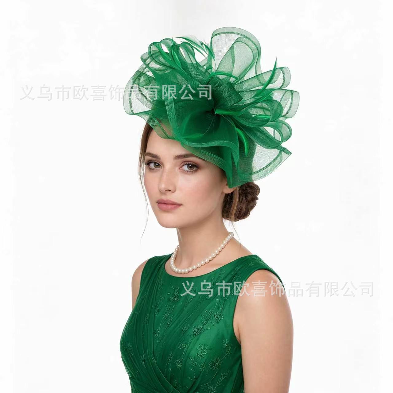 Amazon's new equestrian festival fashion high-end headpiece, a luxurious mesh hat and headdress for noble ladies, perfect for bridal parties