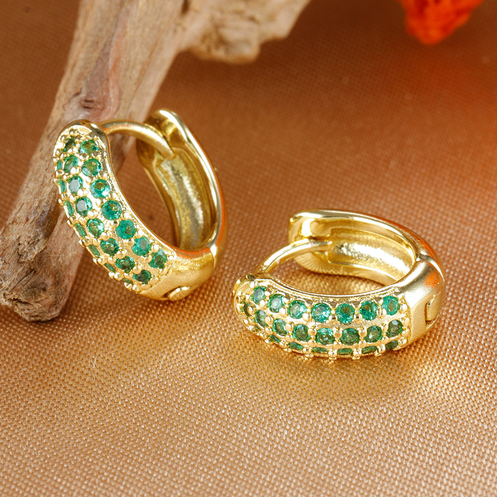 Artificial Crystal Inlay Material Earrings Classification 1 Pair Vintage Style Classic Style Round Copper Artificial Crystal Earrings