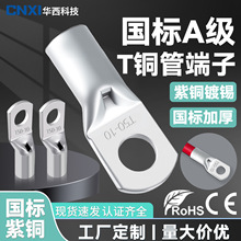 CNXI华西科技T铜管端子铜鼻子T35-8加厚紫铜镀锡冷压端子电缆接头