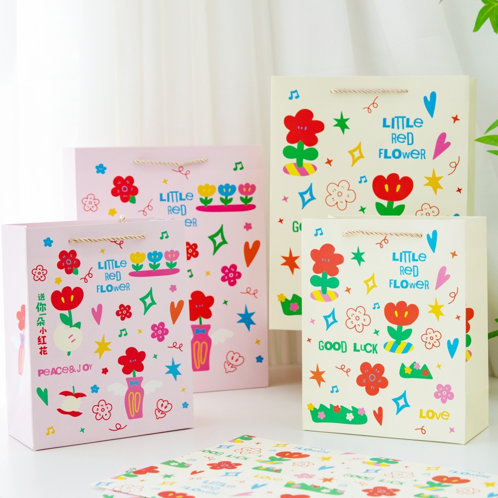 喵述 送你一朵小红花礼品袋高级感手提袋礼物袋纪念日专用纸袋子