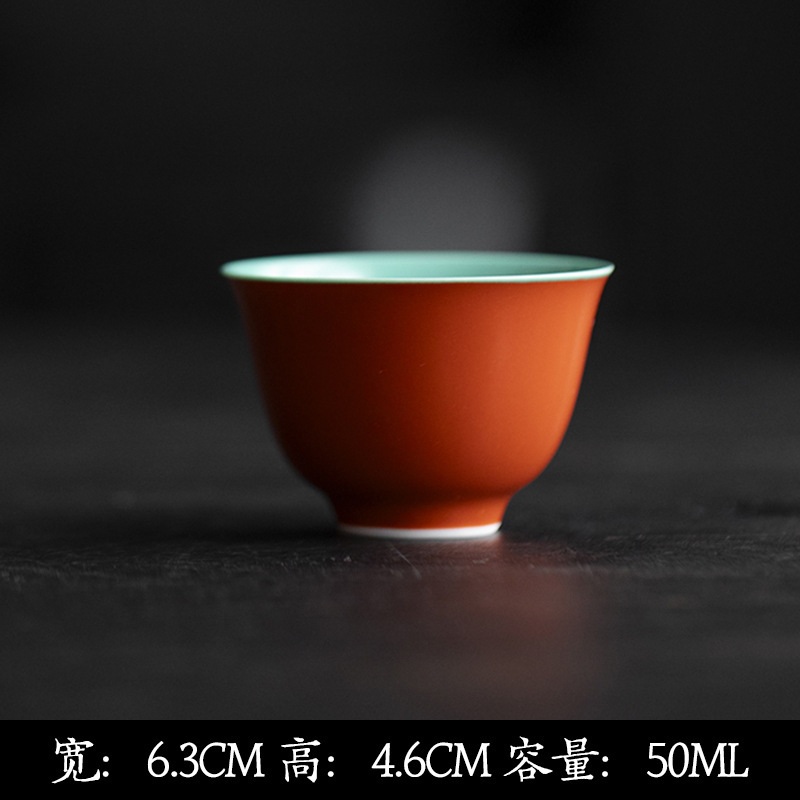 墨己故宫红内釉松石绿功夫茶具陶瓷盖碗茶壶茶杯壶承茶道配件合集|undefined