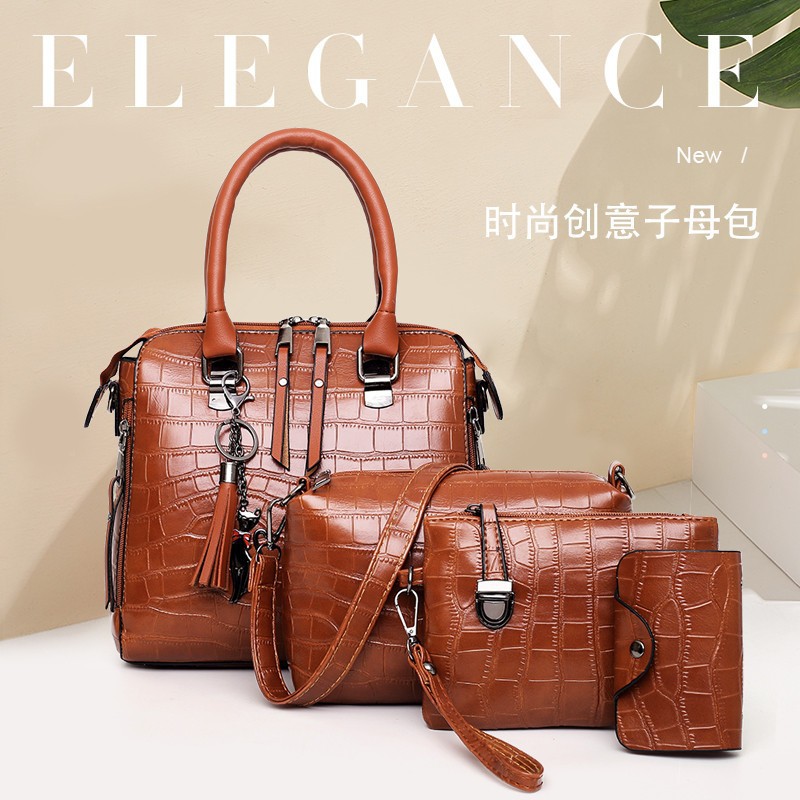 Crocodile Pattern Large-Capacity Multi-Piece Set of Fashionable Women's Bags, Popular Embossed Women's Shoulder Bags, Crossbody Handbags