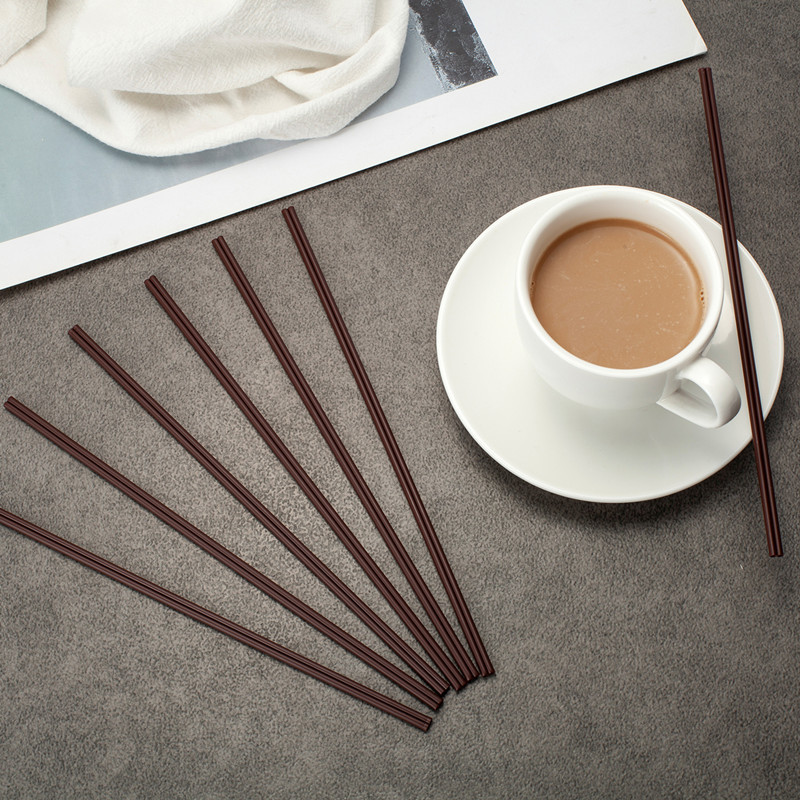 18cm de paja de café de doble agujero bolsa de película bolsa de papel independiente boca plana tipo B tubo de café varilla de agitación desechable 100 piezas