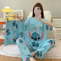 Pajamas2025 пижама женская летняя новая мультяшная повседневная женщина набор из трех частей корейской версии домашней одежды фабрики прямых продаж