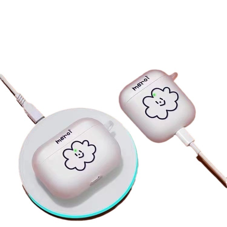 Funda protectora mate para auriculares AirPods 4 de Apple, con diseño de cara sonriente en la nube, compatible con las generaciones 2, 3, 4 y 5, blanca y suave.