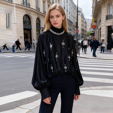 个性欧美风气质镶钻宽松衬衫2025秋季新款小众设计感上衣女高级感