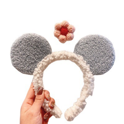 Orejas de dibujos animados lindo diadema flor pequeña hembra Red cara roja lavado banda para el cabello tocado lindo fuera diadema pelo vinculante horquilla de moda