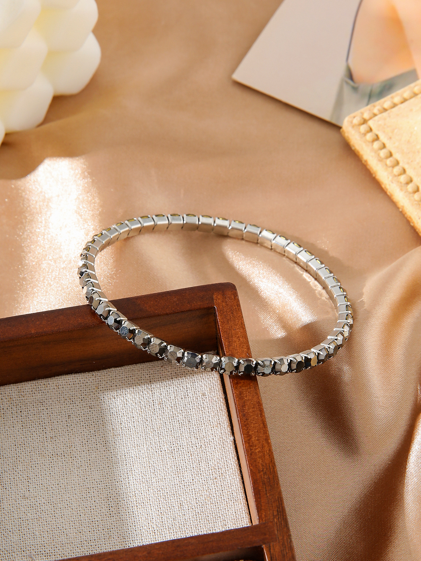 Geometric Pattern Simple Style Geometric 304 Stainless Steel Zircon Tennis Chain Bracelets In Bulk