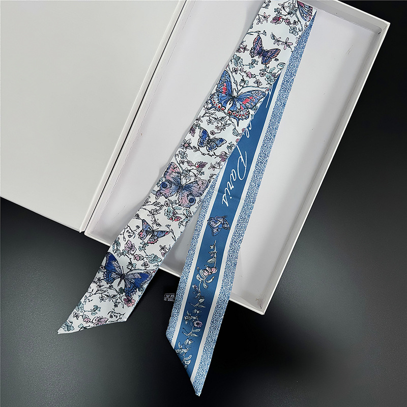 Pañuelo de seda de imitación, banda larga, bufanda de cuello con sentido avanzado, bolsa de toalla de seda, pañuelo en la cabeza, cinturón para el cabello, cinturón para el cabello, cinturón para el cabello