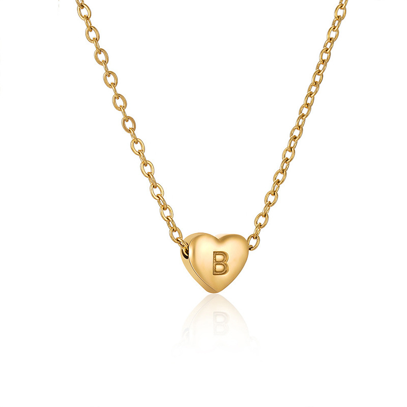 Kulei joyería de 18 quilates de oro de acero inoxidable collar de letras en forma de corazón accesorios femeninos europeos y americanos de acero de titanio melocotón colgante de joyería en forma de corazón